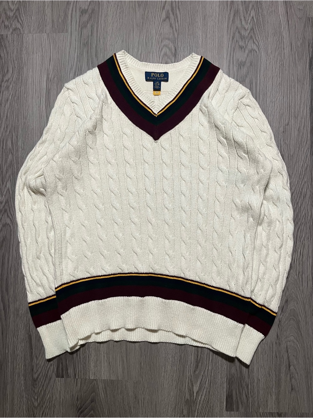 Polo Ralph Lauren cricket golf cable knit sweater youth boys large 